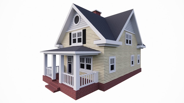 Photo 3d rendering of classic american house building