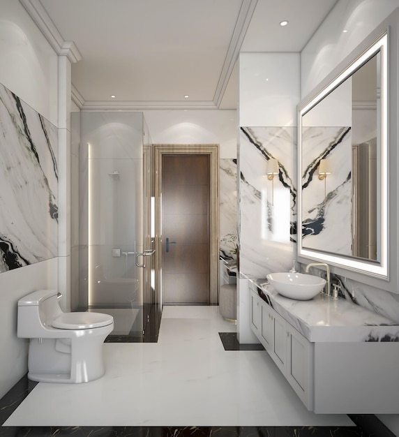 3d rendering classic old bathroom interior scene