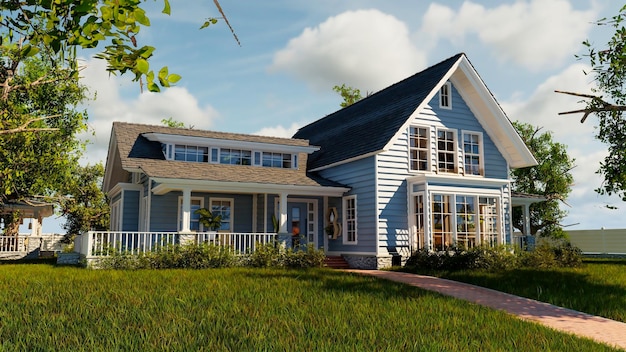 3d Rendering Classic Style Porch House