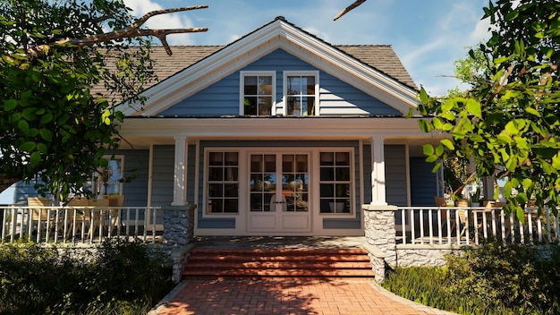 3d Rendering Classic Style Porch House