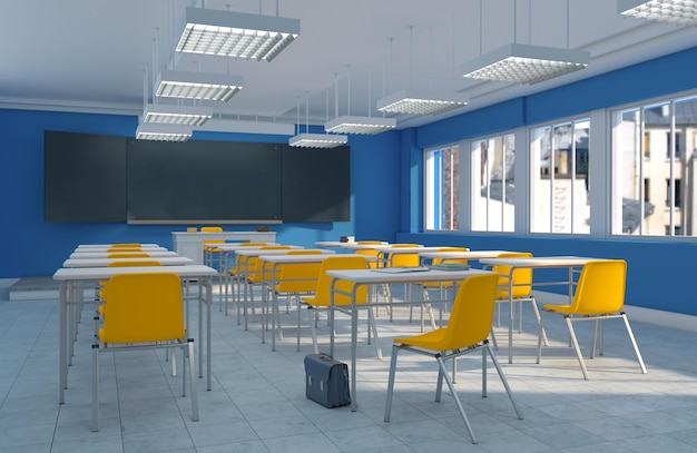 3D rendering of a classroom interior