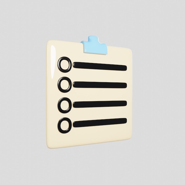 3d rendering clipboard task management todo check list 3d illustration