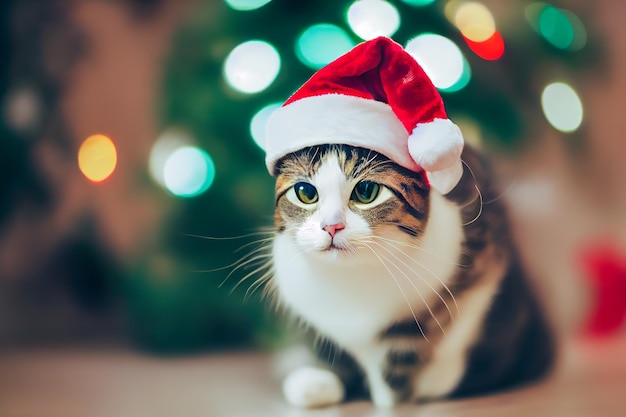 3D-rendering close-up kitten met een kerstman