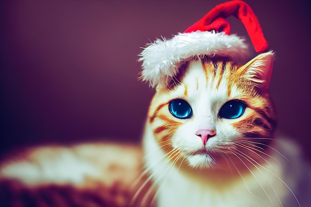 3D rendering close up kitten wearing a Santa