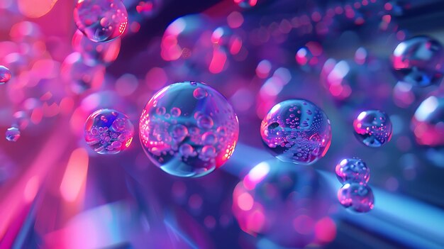 3D rendering of a closeup of a group of water bubbles