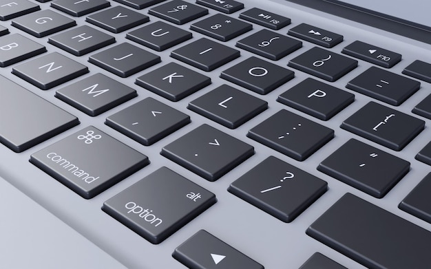 3D rendering closeup keyboard laptop