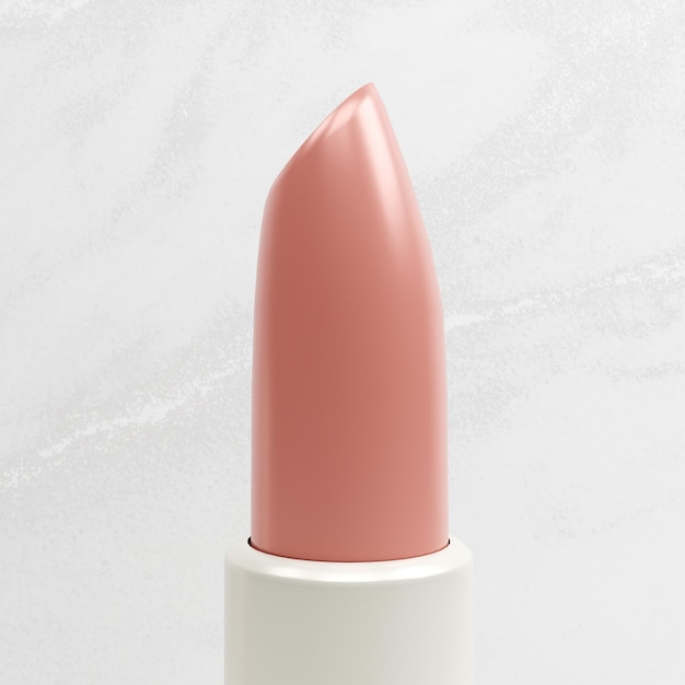 Photo 3d rendering closeup lipstick on white marble background