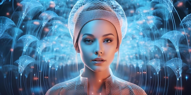 3d rendering of cloud network hub with data flow connecting user avatars concept 3d rendering cloud network hub data flow user avatars