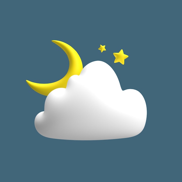 3d rendering of cloud night icon