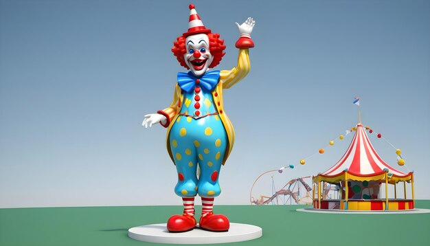 Photo a 3d rendering of a clown statue