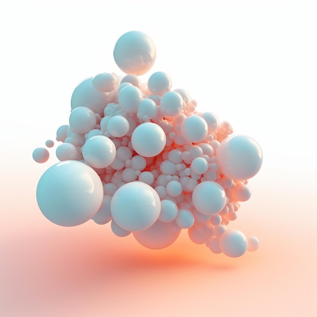 3D rendering of a cluster of pink and blue spheres