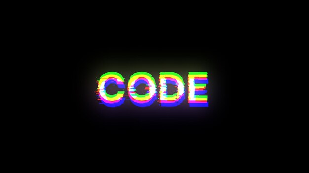 3D rendering code text with screen effects of technological glitches