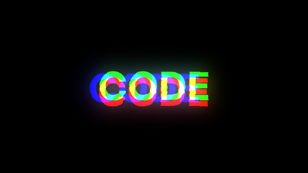 3D rendering code text with screen effects of technological glitches