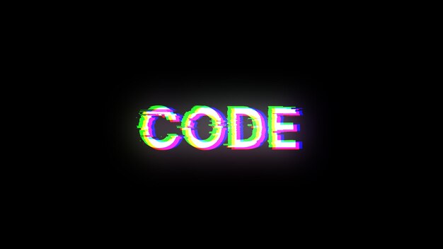 3D rendering code text with screen effects of technological glitches