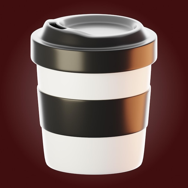 3d rendering coffee cup icon Fast food icon concept