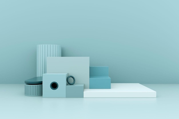 Photo 3d rendering color geometric background geometric shapes in modern minimal design minimalistic mock
