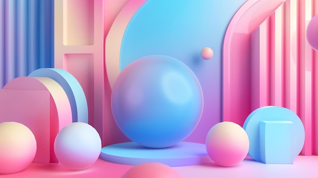 3D rendering of a colorful abstract background with geometric shapes