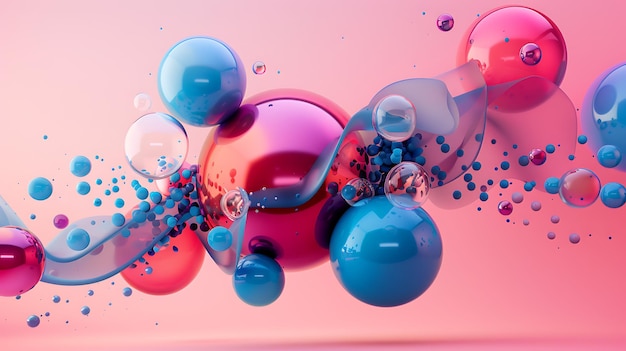 다양한 모양과 색을 가진 다채로운 추상적인 배경의 3D 렌더링