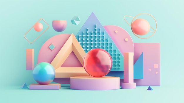 3D rendering of a colorful abstract geometric background