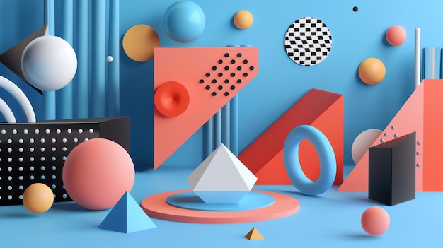 3d rendering of a colorful abstract geometric background
