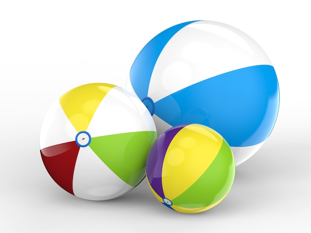 Фото 3d рендеринг красочных пляжных мячей