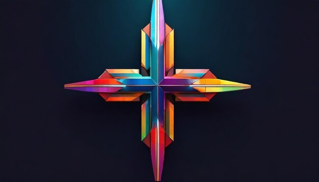 Photo 3d rendering of colorful cross