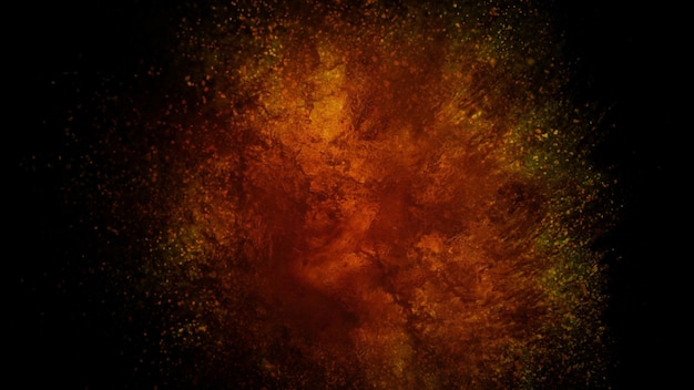 3D rendering of a colorful explosion of fiery particles