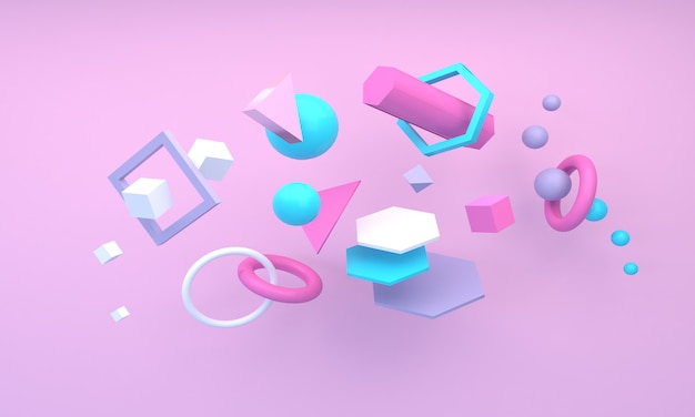 3D rendering of colorful geometric shapes