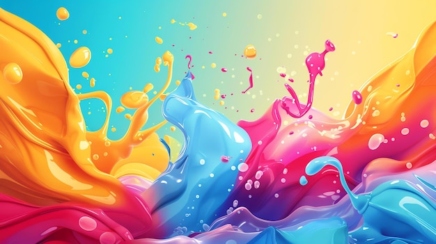 3D rendering of colorful paint splashes