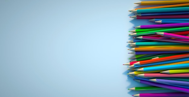 3D rendering of Colorful pencils arrangement