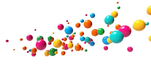 3D rendering colorful round shapes bubble ball collection white background