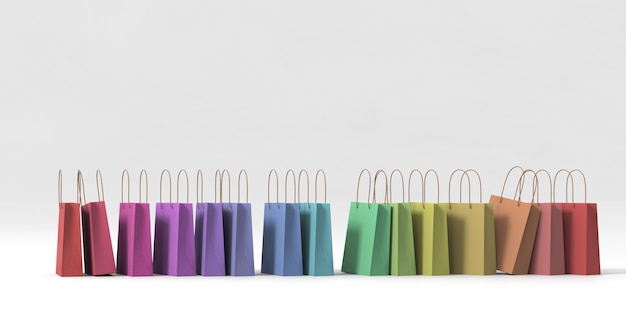 Photo 3d rendering colorful shopping bag