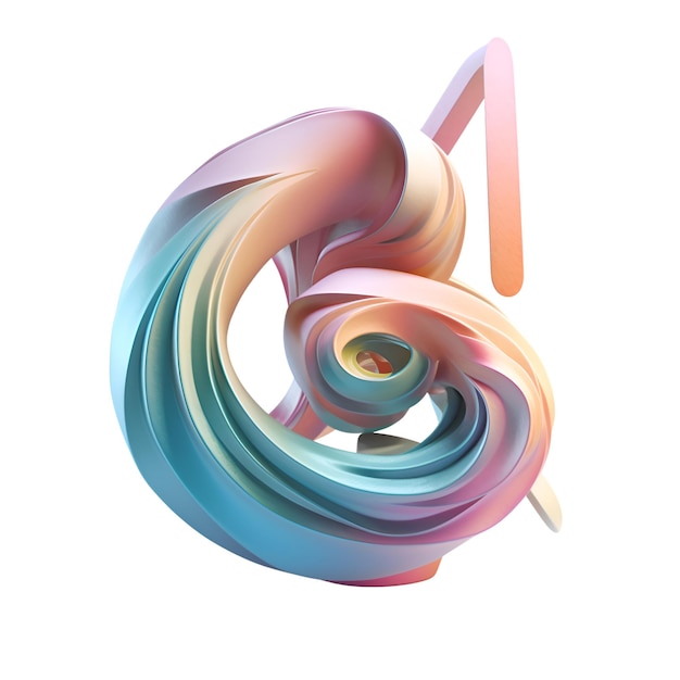 3d rendering of a colorful spiral in the shape of a number one