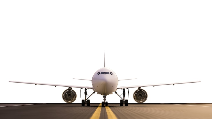 Photo 3d rendering commercial airplane on runway