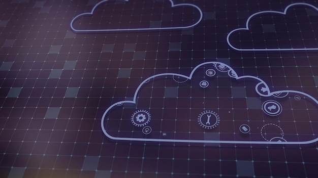 3D rendering the concept of cloud technologies and server data processing