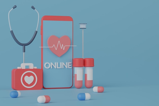 3d rendering concept online medical service application on smartphone