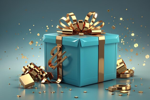 3d rendering concept of a present box opens up to show text bonus and luxury geometric elements for commercial design 3d render