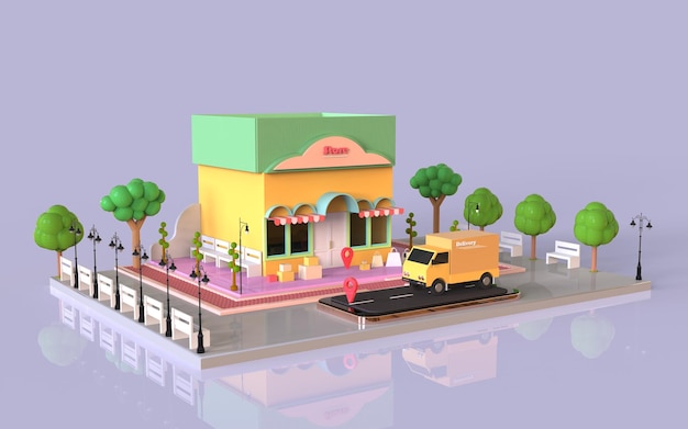 3d rendering Conceptual works paces of online social communication with simple design objects