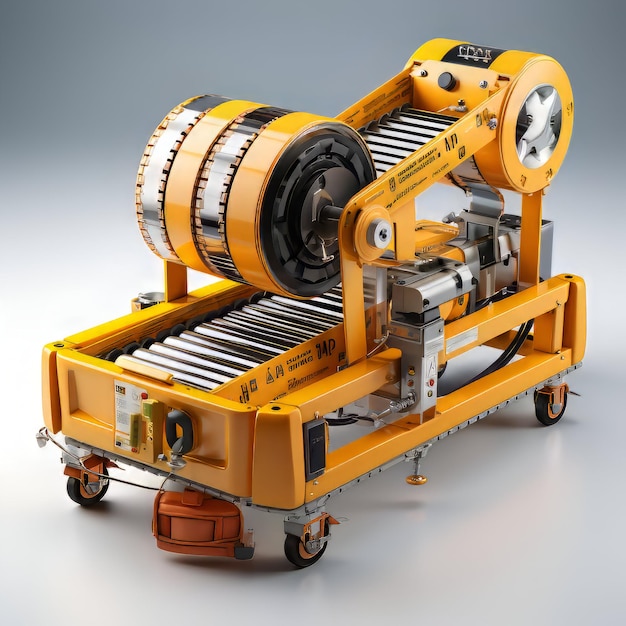 3d rendering of a construction machine on a white background with shadow