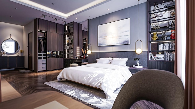 3d rendering contemporary bedroom interior design