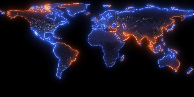 3D rendering of the contour of the planet Earth