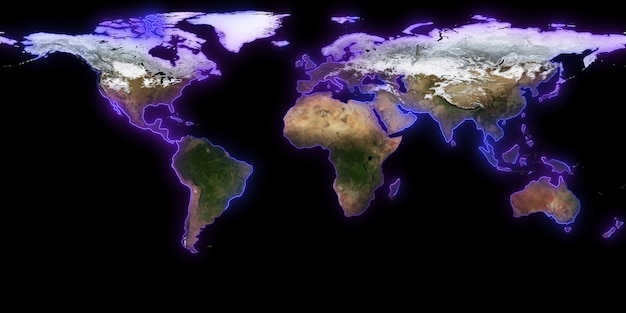 3D rendering of the contour of the planet Earth