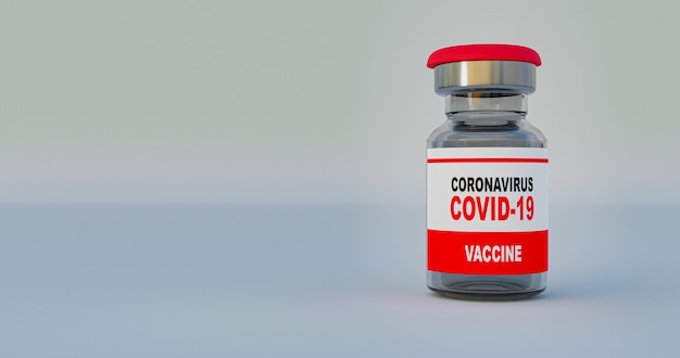 Rendering 3d coronavirus covid19 flacone di vaccino per proteggere il tuo virus