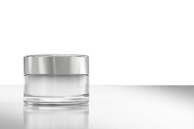 Photo 3d rendering cosmetic creaam pot or container with cap