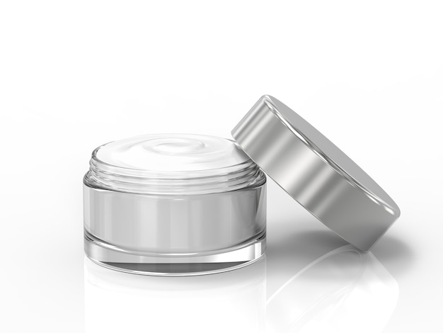 3d rendering cosmetic cream in open pot