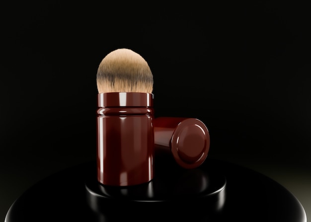 Foto 3d-rendering, cosmetische borstel.