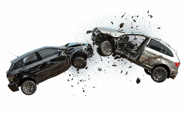3D rendering of crashing into each other on a white background