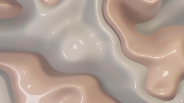 3d Rendering Cream nude organic smooth beige color plastic abstract wave background