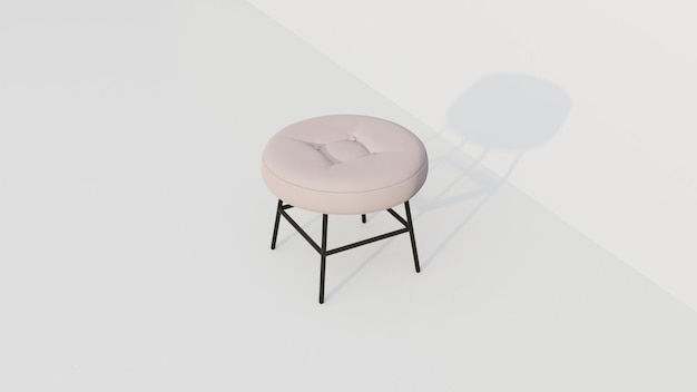 3d rendering Крем круглый стул с прямоугольной впадиной в середине