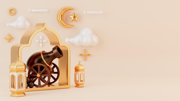 3D rendering of creative concept islamic ramadan illustration background